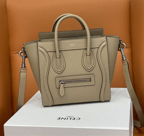 celine dune bag|CELINE Drummed Calfskin Micro Luggage Dune .